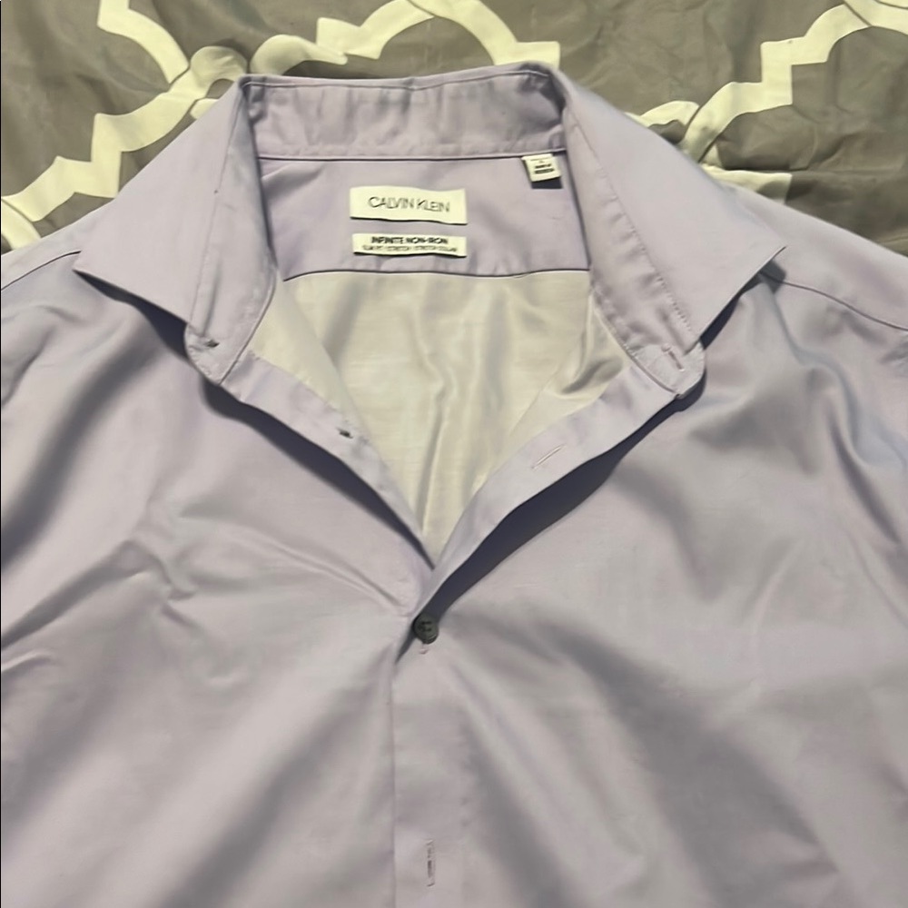 Calvin Klein Purple Casual Button Down Shirt - Picture 2 of 2